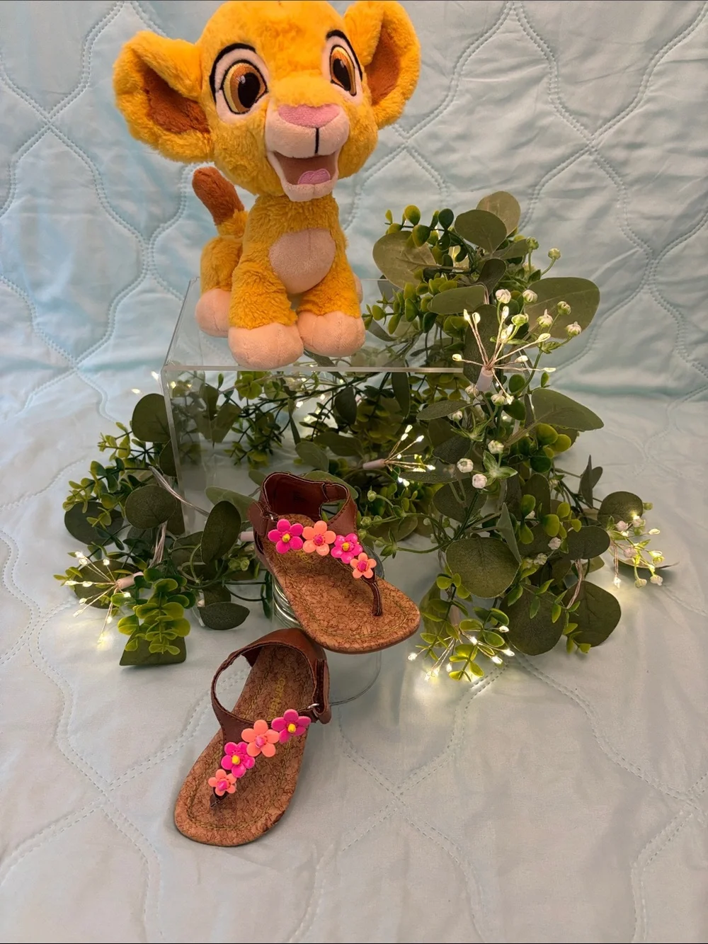 Carter's Brown Floral Toddler Sandals with Pink Flower Accents